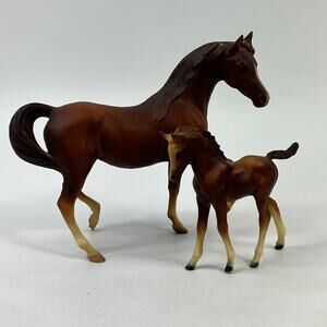 Vtg 1973 Breyer Classic Arabian Mare & Foal Chestnut Bay Family Set #3055 #4000